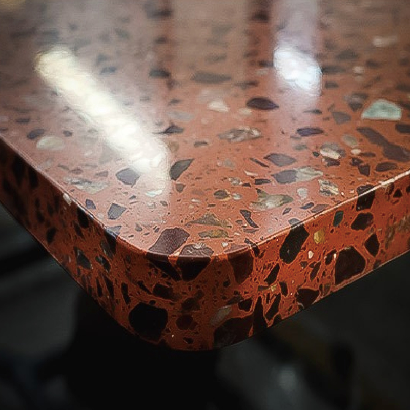 Red color series Artificial stone terrazzo countertops table tops