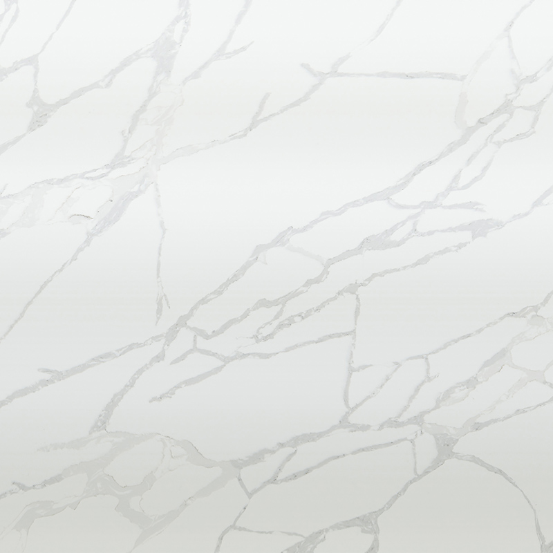 Calacatta white quartz overlay worktops