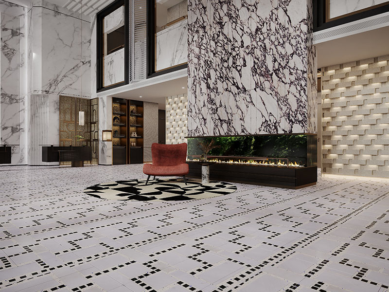 terrazzo parquet on floor