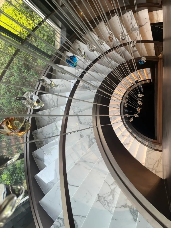 Calacatta White marble staircase