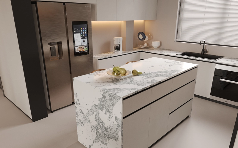 white quartz kitchen countertops