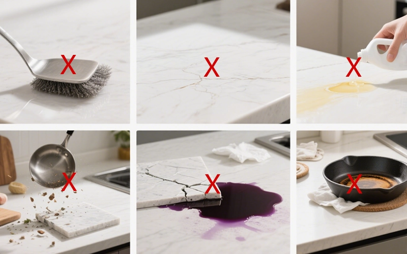white quartz kitchen countertops