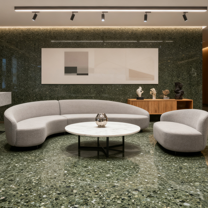 Green Terrazzo Slab Precast Inorganic Terrazzo Flooring