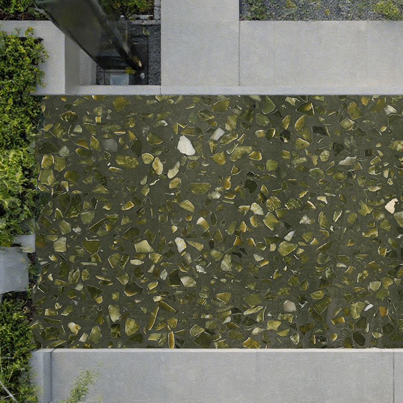 Green Terrazzo Slab Precast Inorganic Terrazzo Flooring