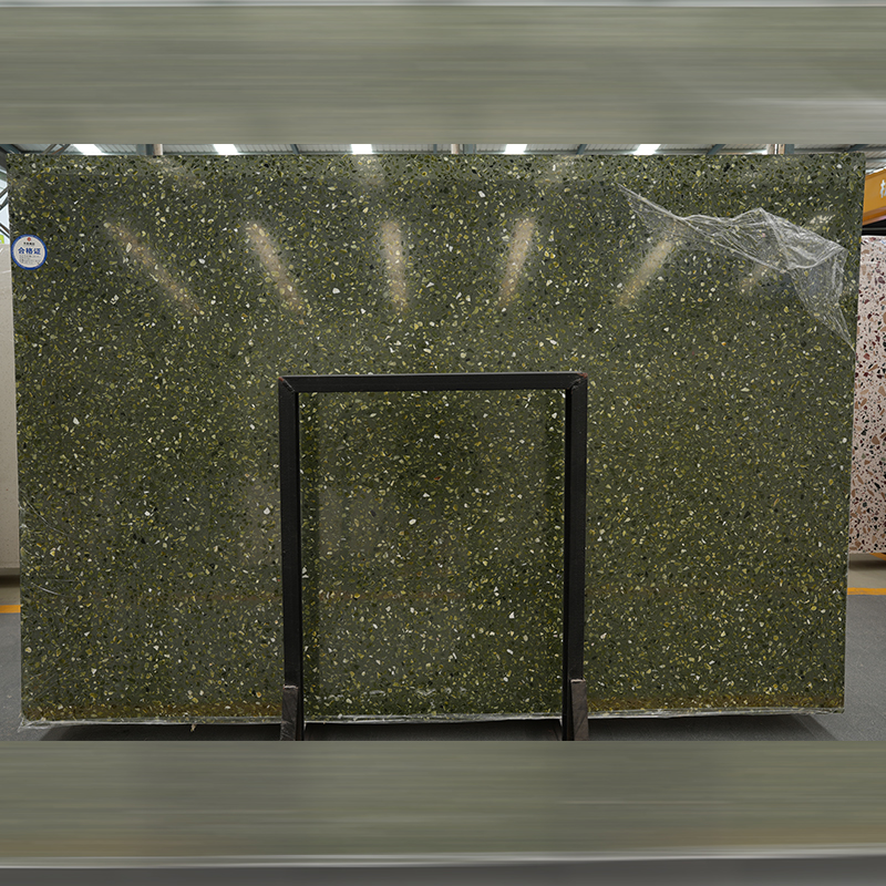 Green Terrazzo Slab Precast Inorganic Terrazzo Flooring
