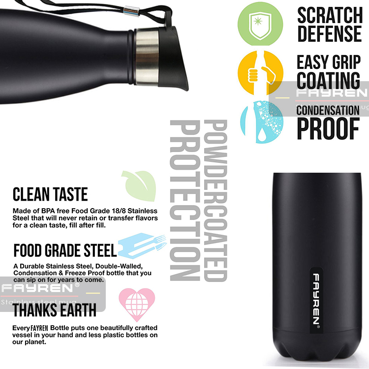 Vacuum insulated bottle with rope