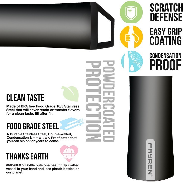 Borraccia sportiva ecologica in acciaio inossidabile isolata 24 ore su 24