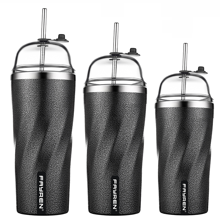 Tasse à café métallique de nouveau design, couleur noire avec couvercle