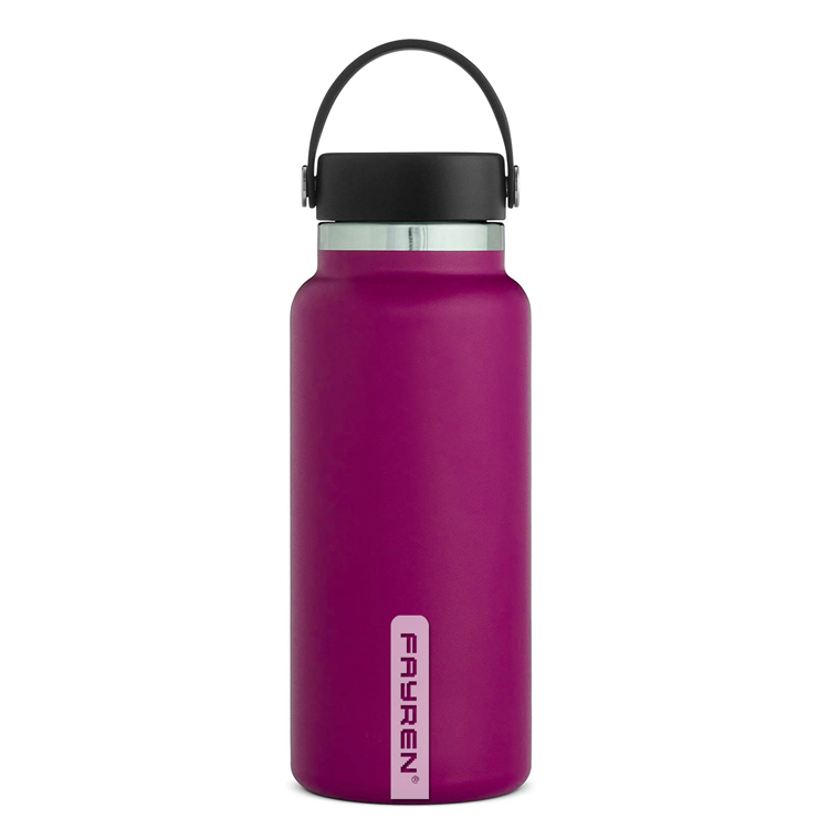 Thermos vacuum stainless steel drink water bottle with rubber handle