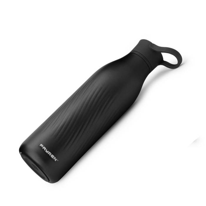 Thermal Insulated Stainless Steel Narrow Mouth Water Bottle with Silicone Handle