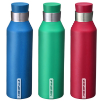 Stylish double wall leak proof insulated vacuum flask with bamboo lid for outdoor sports