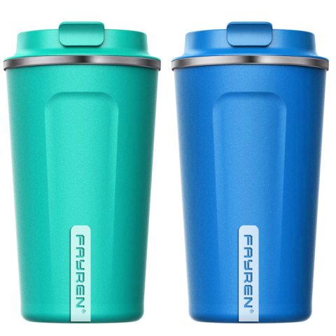 Bicchiere da caffè a doppia parete con isolamento sottovuoto con coperchio a vite a tenuta stagna, riutilizzabile termico