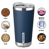 كوب قهوة معزول بجدار مزدوج مع غطاء للسفر