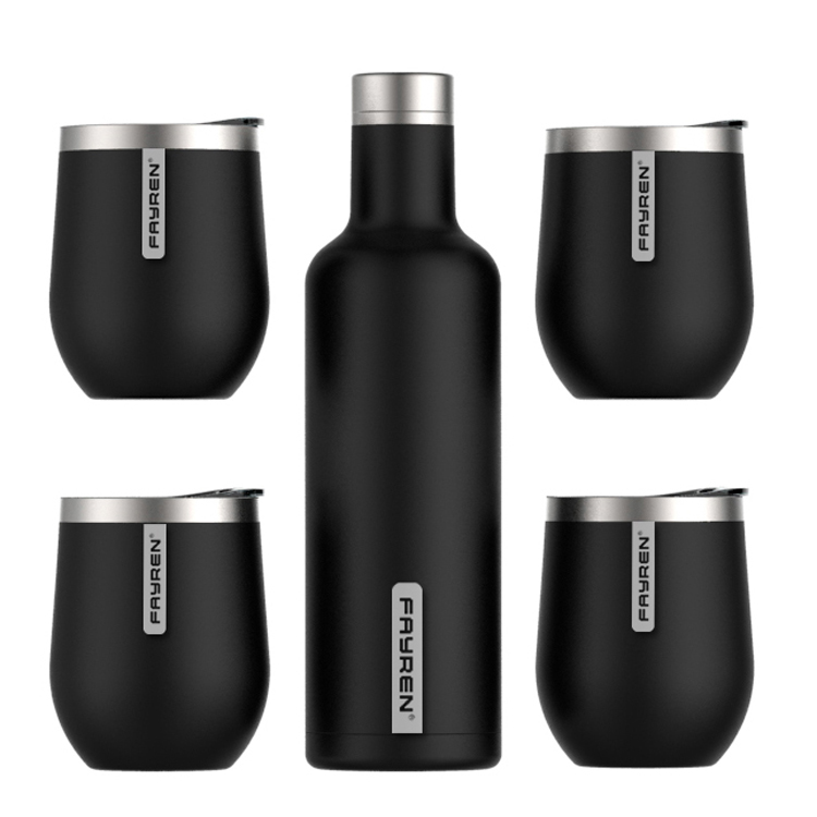 Stainless Steel Travel Thermos Mug with 2 Tumblers Insulated Hot Water Bottle Coffee Cup Set