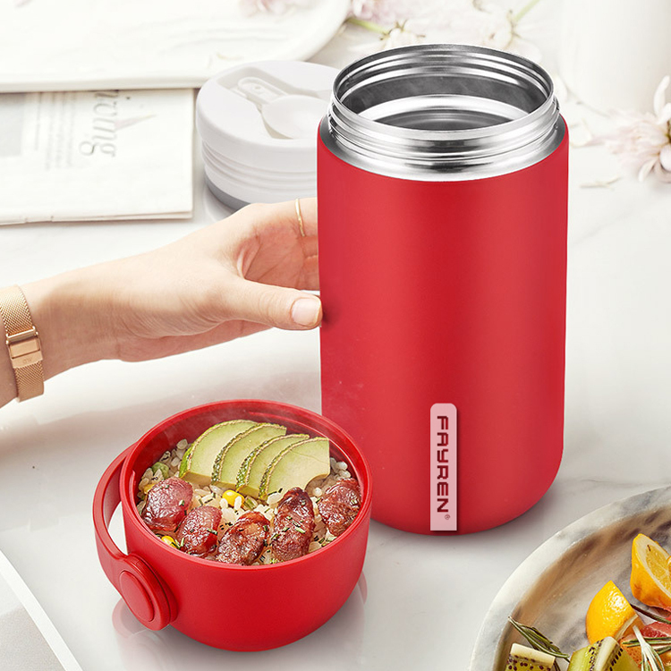 Vacuum Insulated Food Jar Stainless Steel Flask with Folding Spoon