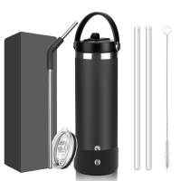 Cannuccia di nuovo design con cannuccia ribaltabile con coperchio con manico Thermos a doppia parete in acciaio inossidabile