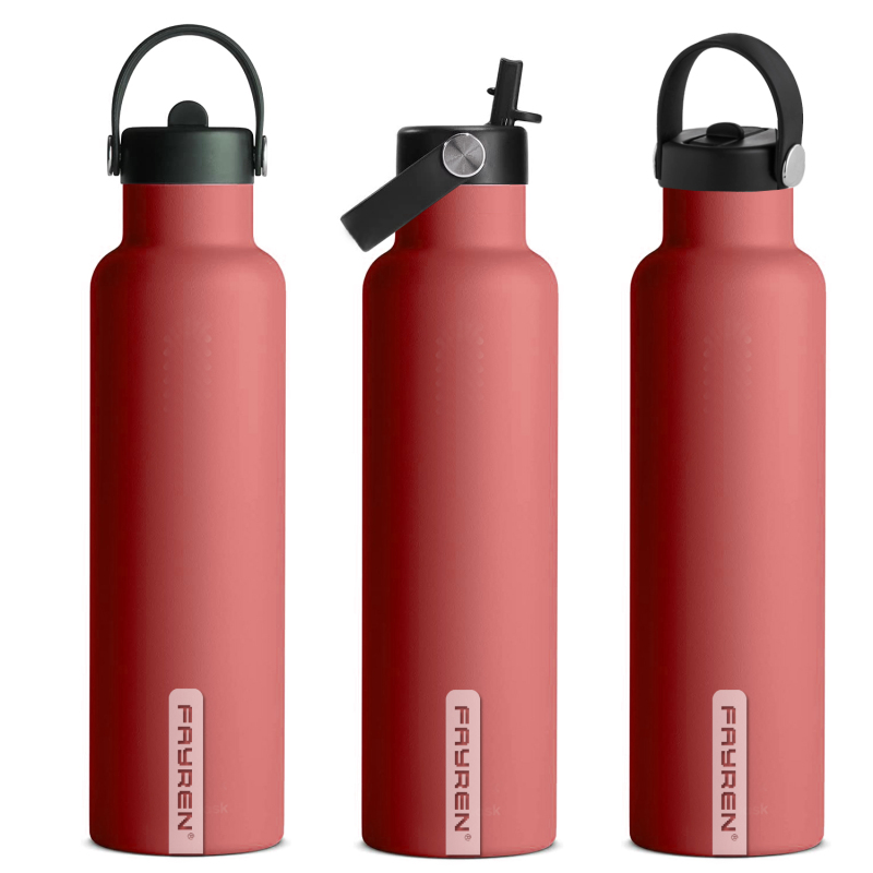 FAYREN Bottiglia d'acqua in acciaio inossidabile a doppia parete a prova di perdite senza BPA Bicchiere a bocca piccola isolato sottovuoto con coperchio a beccuccio