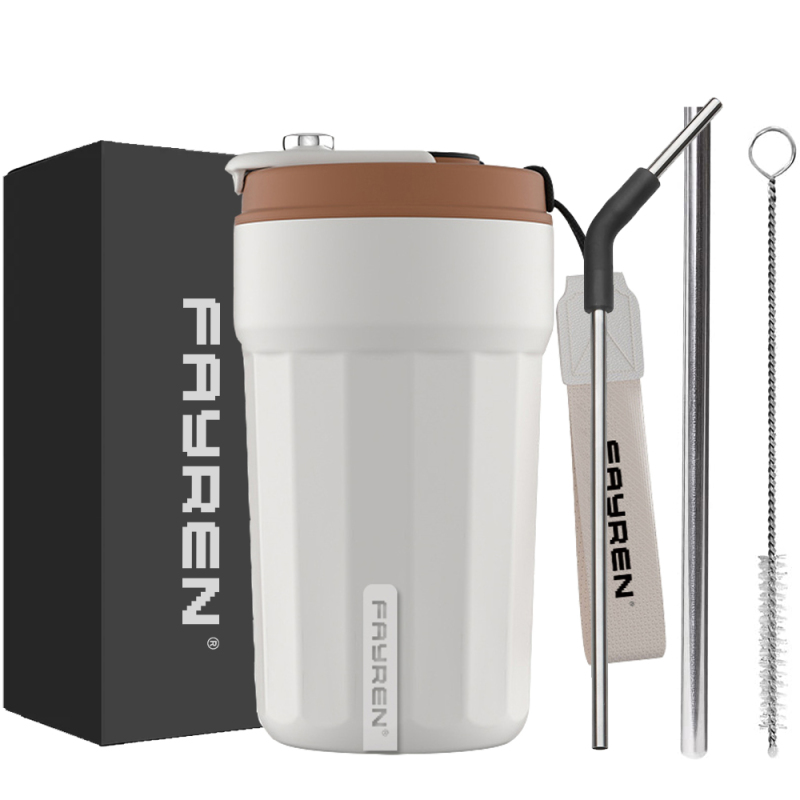 Temperature Control Coffee Tumbler for Keep Hot/Iced Double Wall Stainless Steel Portable Vacuum Insulation Smart Coffee Mug Spill Proof with Lid