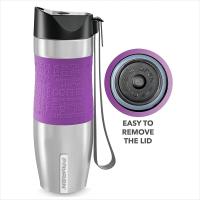 One Click Stainless Steel Coffee Tumbler with Silicone Sleeve Double Wall Water Bottle Press Leak Proof Lid Thermos Vacuum Mug