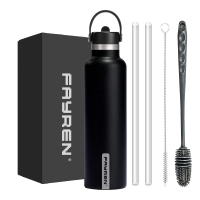 FAYREN Bottiglia d'acqua in acciaio inossidabile a doppia parete a prova di perdite senza BPA Bicchiere a bocca piccola isolato sottovuoto con coperchio a beccuccio