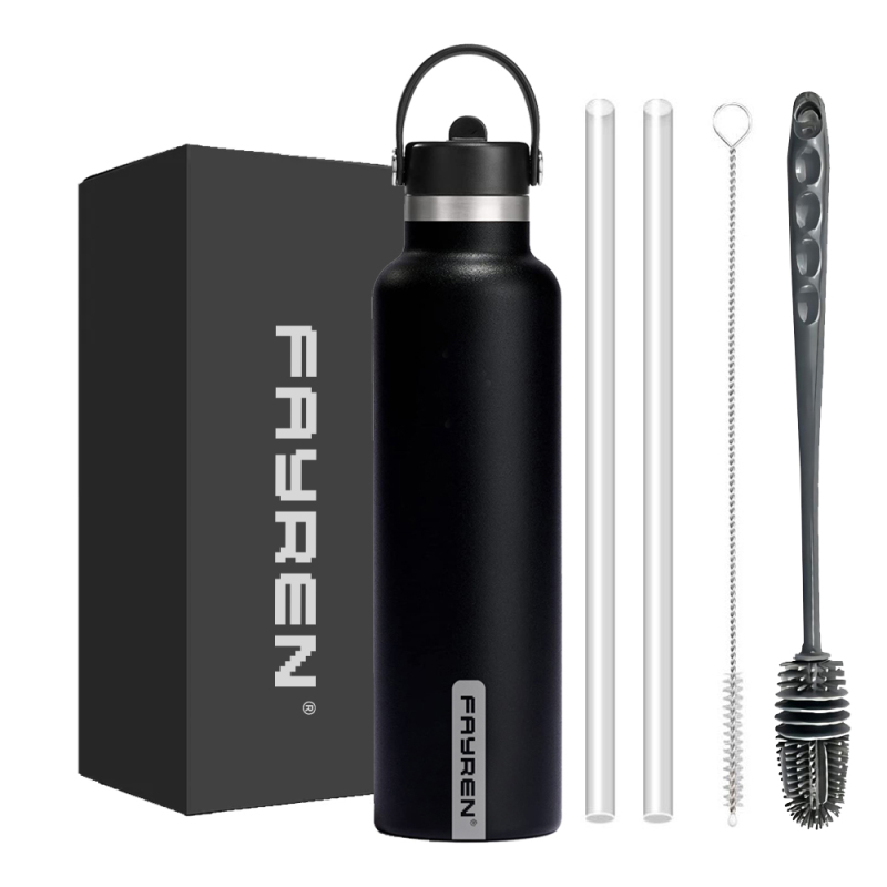 FAYREN Bottiglia d'acqua in acciaio inossidabile a doppia parete a prova di perdite senza BPA Bicchiere a bocca piccola isolato sottovuoto con coperchio a beccuccio