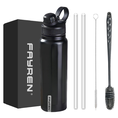 Bottiglia d'acqua sportiva a bocca larga isolata in acciaio inossidabile con thermos a doppia parete da 820 ml