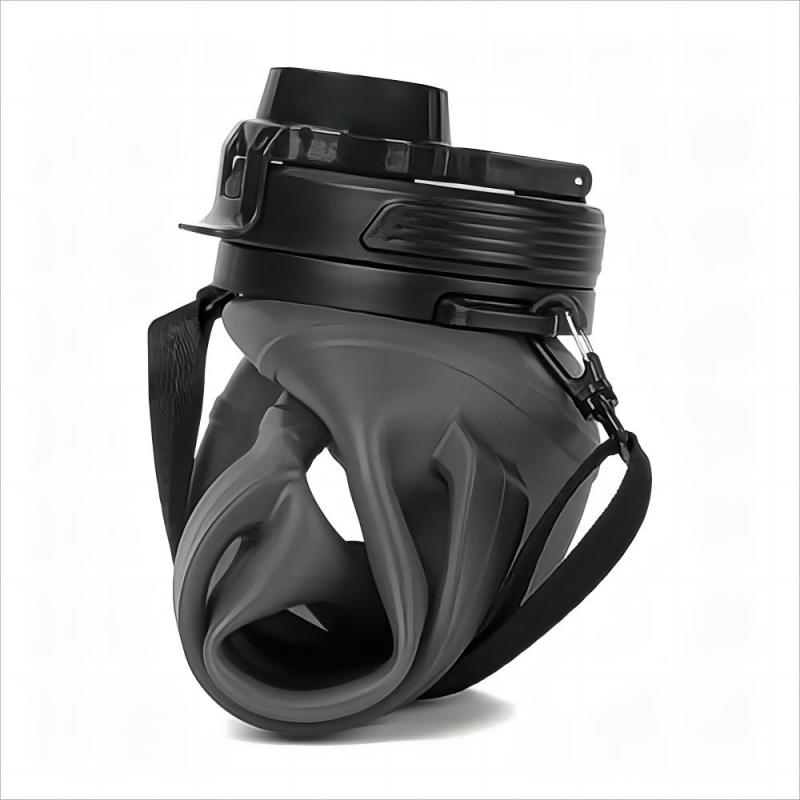 FAYREN BPA Free 2L Sport Gym Travel Collapsible Drinking Bottle Foldable Silicone Water Bottle With Straw And Time Marker