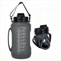 FAYREN BPA Free 2L Sport Gym Travel Collapsible Drinking Bottle Foldable Silicone Water Bottle With Straw And Time Marker