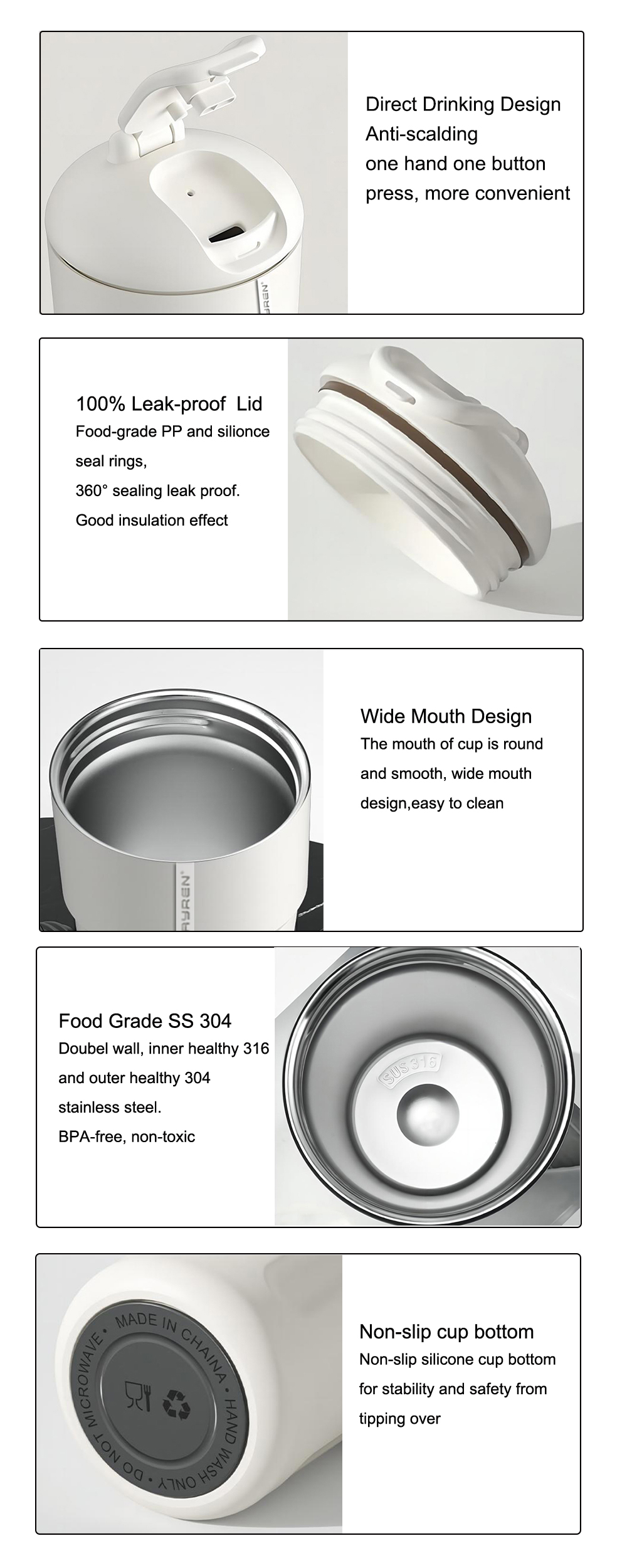 Leak proof 316 Stainless Steel Coffee Mug Thermos