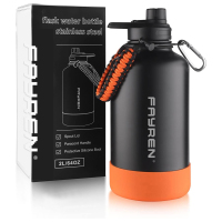 Fayren Wide Mouth Double Wall Vacuum Flask & Thermoses Big Capacity Stainless Steel Sport Water Bottle with 3 Lids and Paracord Handle for Travel