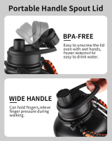 Fayren Wide Mouth Double Wall Vacuum Flask & Thermoses Big Capacity Stainless Steel Sport Water Bottle with 3 Lids and Paracord Handle for Travel