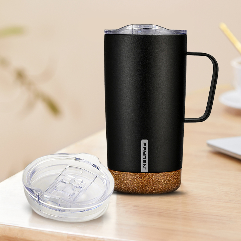 Fayren 16oz Stainless Steel Coffee Mug with Cork Bottom CoffeeMug Coffee Mug with Non SlipCork Bottom Coffee Mug with Handle