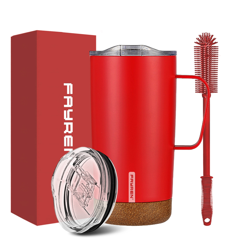 Fayren 16oz Stainless Steel Coffee Mug with Cork Bottom CoffeeMug Coffee Mug with Non SlipCork Bottom Coffee Mug with Handle