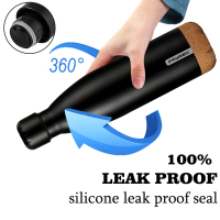 Borraccia Fayren in acciaio inossidabile con isolamento sottovuoto da 750 ml - Forma termica a doppia parete a forma di cola con fondo in sughero - 12 ore a freddo, 16 ore a caldo -