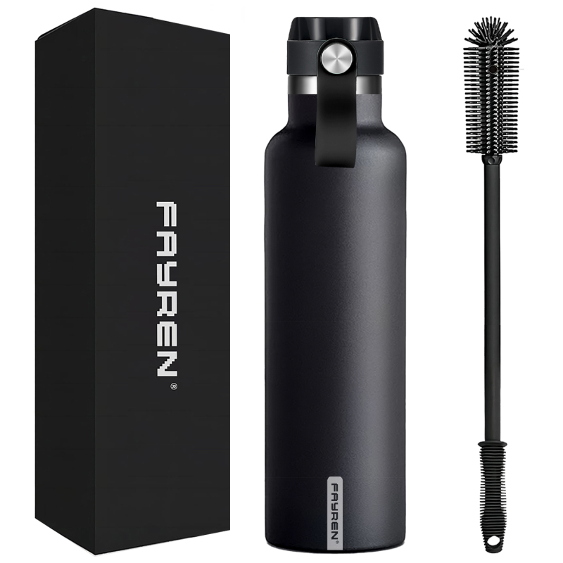 Bottiglia per acqua a bocca standard in acciaio inossidabile Fayren Isolamento sottovuoto a doppia parete Diversi colori disponibili