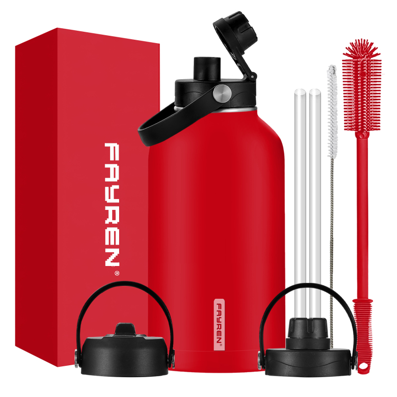 Fayren Borraccia Sportiva Isolata - Bottiglie Grandi in Acciaio Inossidabile da Mezzo Gallone, a Prova di Perdite, Senza BPA, Mantieni Freddo-24 Ore e Caldo-12 Ore