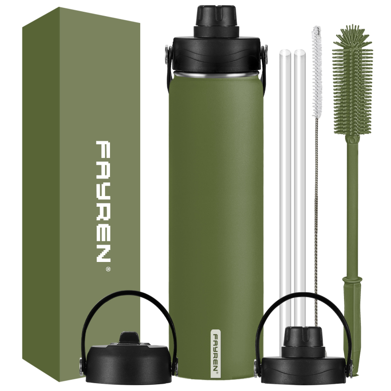 Fayren Borraccia Sportiva Isolata - Bottiglie Grandi in Acciaio Inossidabile da Mezzo Gallone, a Prova di Perdite, Senza BPA, Mantieni Freddo-24 Ore e Caldo-12 Ore