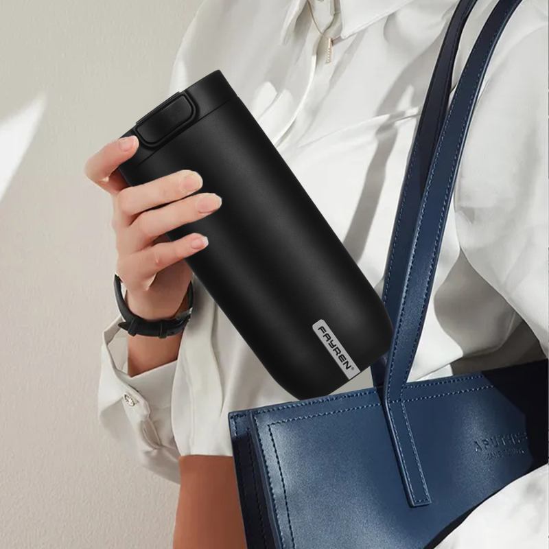 Tazza da caffè termica Fayren da 500 ml da portare con sé, con coperchio a pressione - Borraccia termica da viaggio riutilizzabile e a tenuta stagna - 24 ore fredda e 12 ore calda
