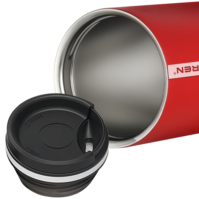 Fayren 500ml Rotary knob Lid Commuter Cup Insulated Stainless Steel Spill Proof Coffee Mug Keeps Beverages Cold for 24 Hours and Hot for 12 Hours