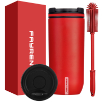 Fayren 500ml Rotary knob Lid Commuter Cup Insulated Stainless Steel Spill Proof Coffee Mug Keeps Beverages Cold for 24 Hours and Hot for 12 Hours