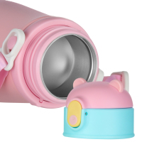 Fayren Cute Insulated Water Bottle 12OZ for Kid,Kawaii Thermos Cup with Straw,Hanging Rope&Cute Pattern,Stainless Steel Coffee Vacuum Thermos Bottle