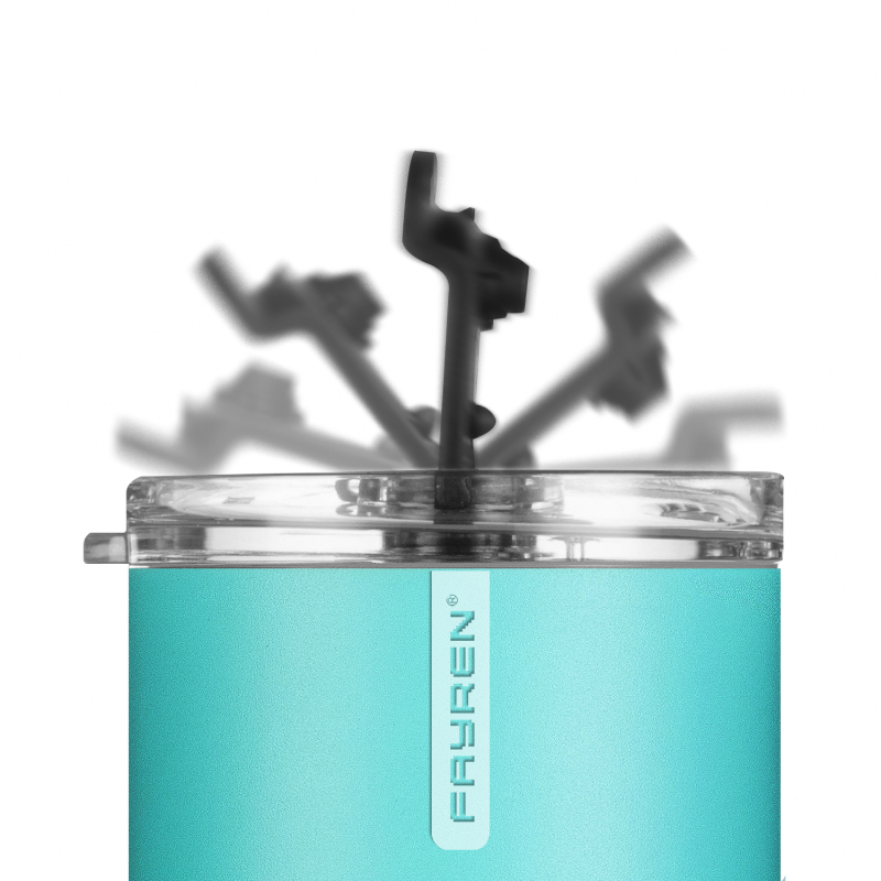 Fayren rostfritt stål tumbler färgblock isolerad tumblers kopp med lock och sugrör, dubbelväggig rese kaffemugg