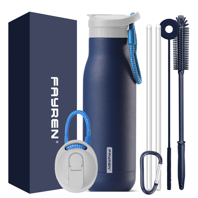 Fayren New design Custom Stainless Steel Sport Water Bottle Vacuum Flask Small Mouth Vacuum Insulated Thermoses with straw lid