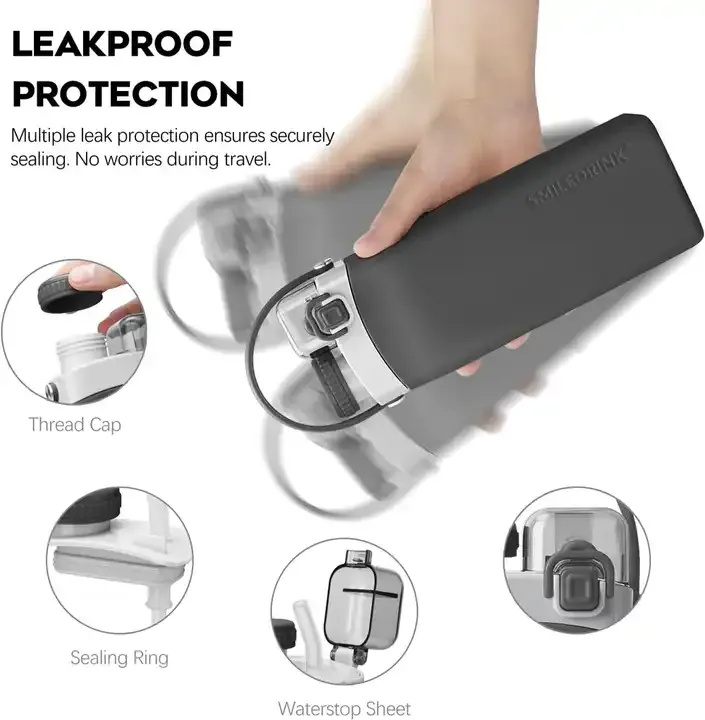 600 ml Heißer Verkauf Tragbare, wiederverwendbare BPA-freie Outdoor-Sportflasche Silikon Faltbare Tumbler Wasserflasche mit Griff