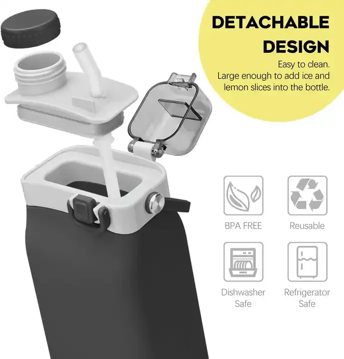 600 ml Heißer Verkauf Tragbare, wiederverwendbare BPA-freie Outdoor-Sportflasche Silikon Faltbare Tumbler Wasserflasche mit Griff
