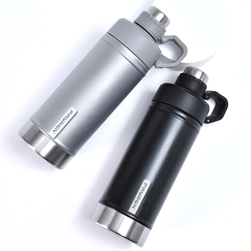 2023 Thermos sotto vuoto isolato a prova di perdite al 100% Doppia parete in acciaio inossidabile Arrampicata Camping Drink Thermos Tour Bottiglie d'acqua