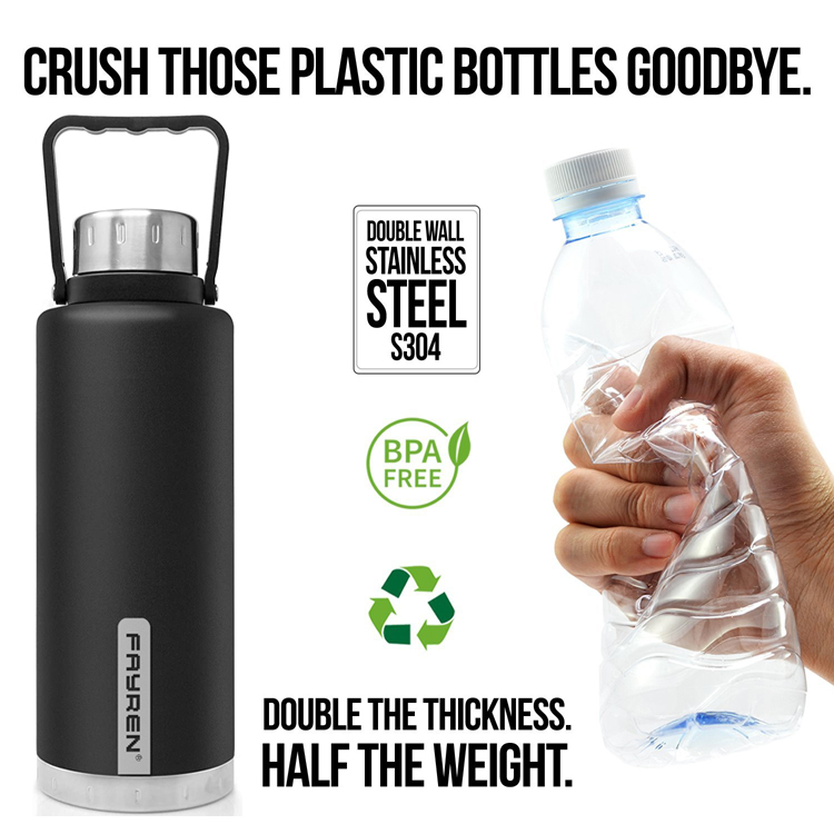 Grande bottiglia d'acqua termica in acciaio inossidabile