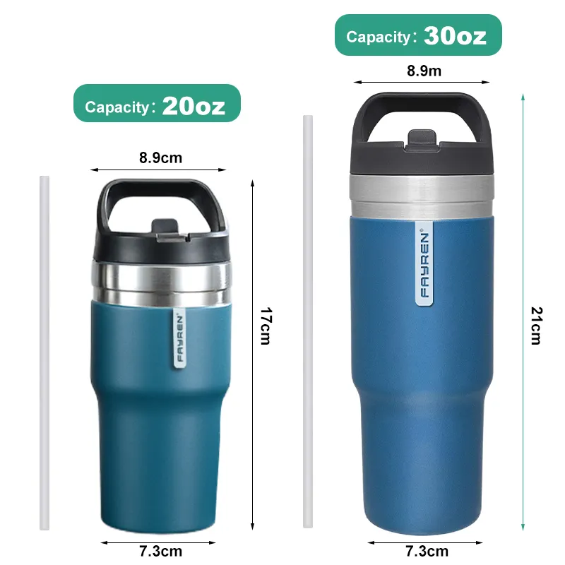 Insulated Coffee Mug With Straw And Handle Lid