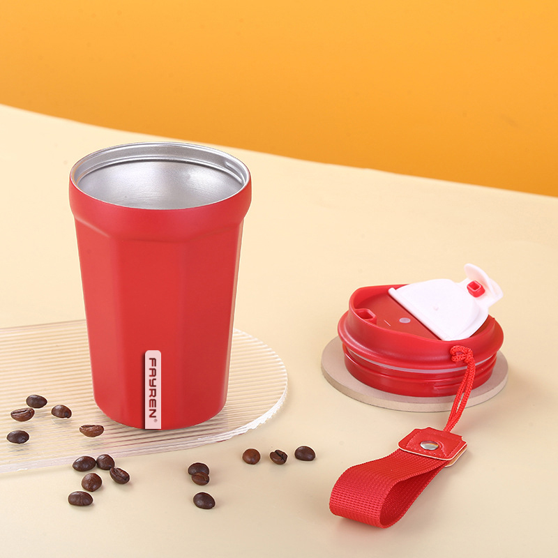 Benutzerdefiniertes Logo heißer Verkauf Becher Vakuumisolierter Kaffee-Reisebecher aus Edelstahl Edelstahl-Kaffeetasse mit Griff
