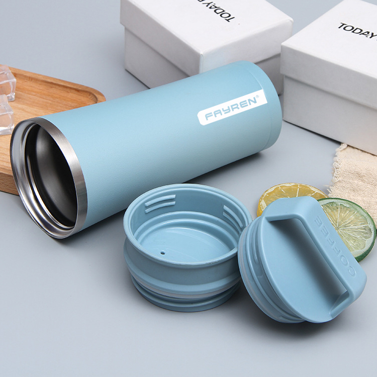 Portable stainless steel coffee cup sealed outdoor cup with handle for travel
